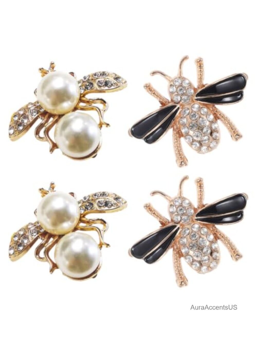 Rhinestone Artificial Pearl Bee Shoe Clips Buckles for Pumps Heels